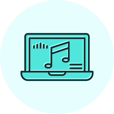 dizüstü bilgisayar vektör illüstrasyonu üzerine nota