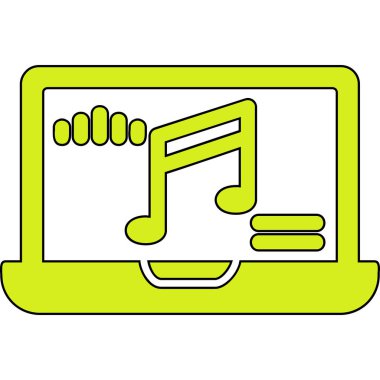 dizüstü bilgisayar vektör illüstrasyonu üzerine nota