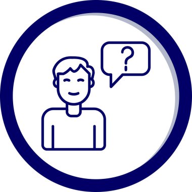 Müşteri Soru simgesi, vektör illüstrasyonu. Logotype. Konuşma balonunda soru işareti olan çocuk Avatar 'ı  