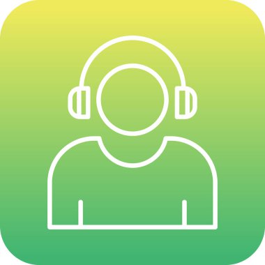 Etkilendirici kulaklık takar Web simgesi, vektör illüstrasyonu