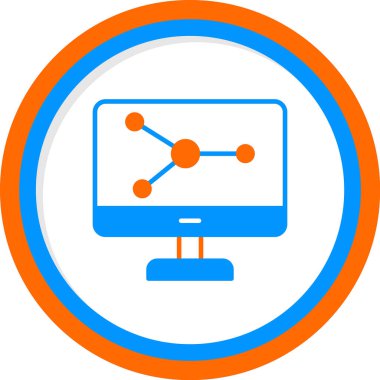 Bilgisayar Simülasyonu simgesi, vektör illüstrasyonu basit tasarım