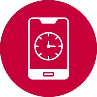 saat ve vektör illüstrasyonlu cep telefonu