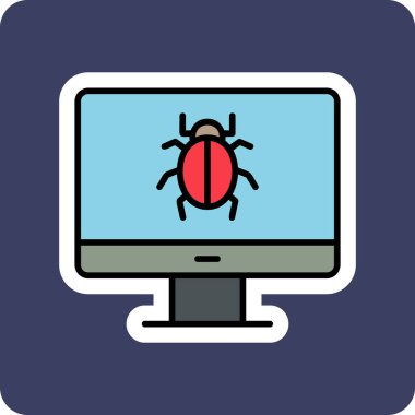 bilgisayar virüsü simgesi, vektör illüstrasyonu basit tasarım