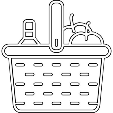 piknik sepeti simge vektör çizim