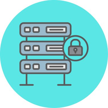 Şifrelenmiş sunucu simgesi, vektör illüstrasyonu basit tasarım