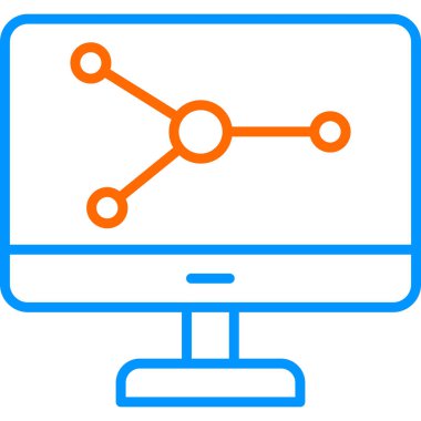 Bilgisayar Simülasyonu simgesi, vektör illüstrasyonu basit tasarım