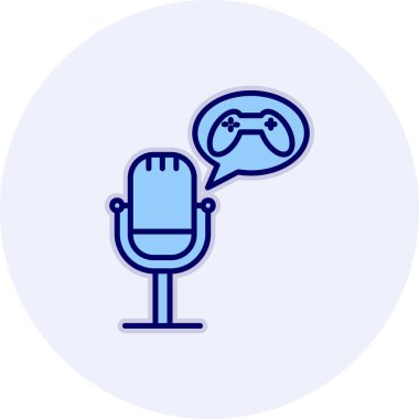 Mikrofon ve joystick, oyun akış ekipmanları konsepti çizimi