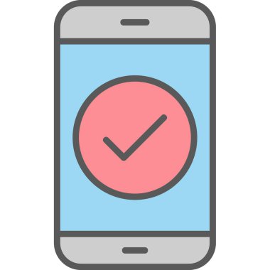 Tik işaretli telefon, vektör illüstrasyonu basit tasarım