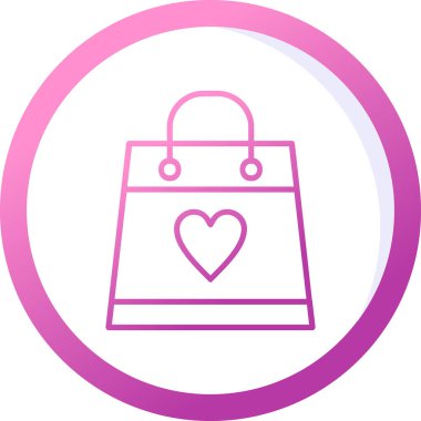 Aşk ikonlu alışveriş çantası, vektör illüstrasyonu