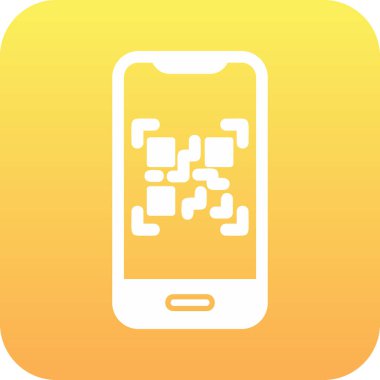 Cep telefonu ekranında QR kodu, vektör illüstrasyonu basit tasarım