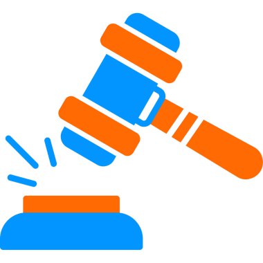 Yargıç çekiç ikonu, vektör illüstrasyonu. Gavel.                               