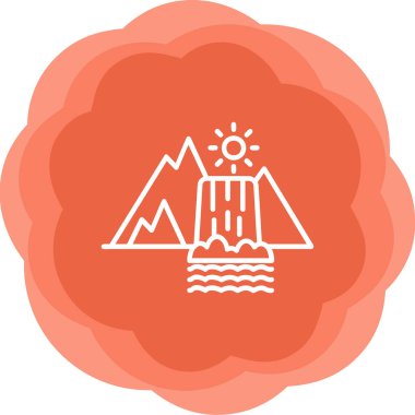 Dağların simgesindeki bir şelalenin vektör çizimi 
