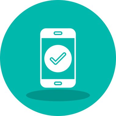 Tik işaretli telefon, vektör illüstrasyonu basit tasarım