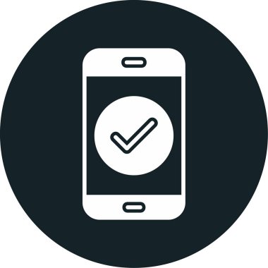 Tik işaretli telefon, vektör illüstrasyonu basit tasarım