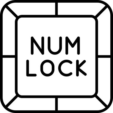 Num Lock Düğme Simgesi, Vektör İllüstrasyonu 