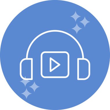 Podacast Dinleme eşleşmeli ikon vektör çizimi