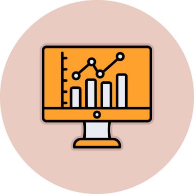 çevrimiçi bar grafikli bilgisayar ekranı, web simgesi basit illüstrasyon
