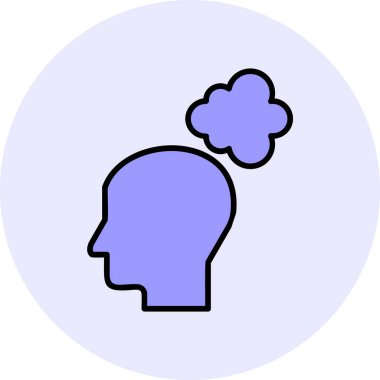 Düşünen baş simgesi, vektör çizimi basit tasarım