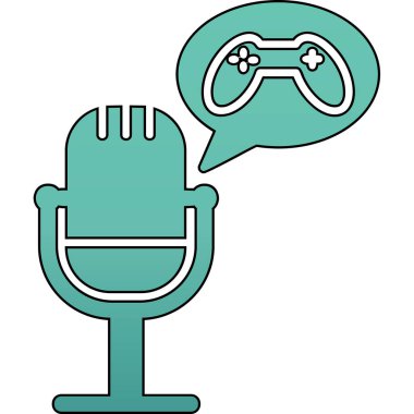 Mikrofon ve joystick, oyun akış ekipmanları konsepti çizimi