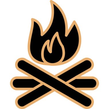 şenlik ateşi simgesi, ağ basit illüstrasyon