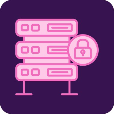 Şifrelenmiş sunucu simgesi, vektör illüstrasyonu basit tasarım