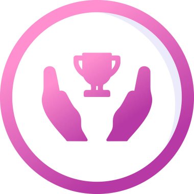 Galibiyet, kupa vektör simgesi ile eller