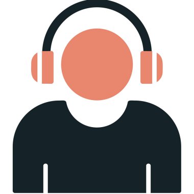 Etkilendirici kulaklık takar Web simgesi, vektör illüstrasyonu