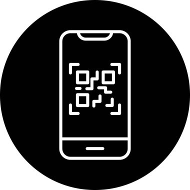 Cep telefonu ekranında QR kodu, vektör illüstrasyonu basit tasarım