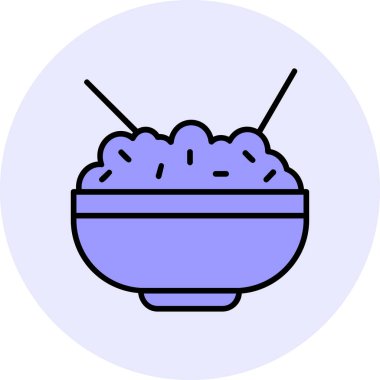 Pirinç kasesi. Web simgesi basit illüstrasyon            