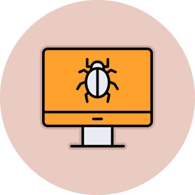 bilgisayar virüsü simgesi, vektör illüstrasyonu basit tasarım