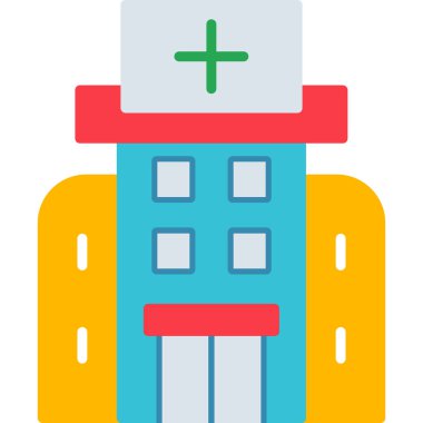 Hastane binası simgesi, vektör illüstrasyonu basit tasarım