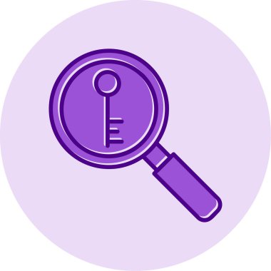 Anahtarlı büyüteç, vektör illüstrasyonu basit tasarım