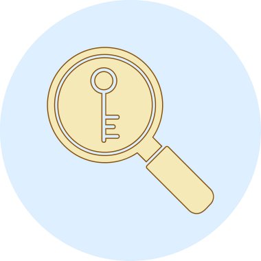 Anahtarlı büyüteç, vektör illüstrasyonu basit tasarım