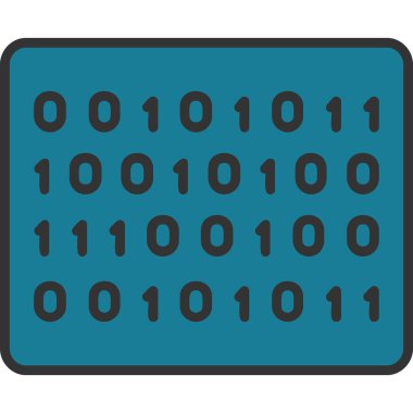 İkili Kod simgesi, vektör illüstrasyonu 