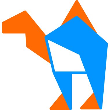 Origami tarzında deve simgesi, vektör illüstrasyonu 
