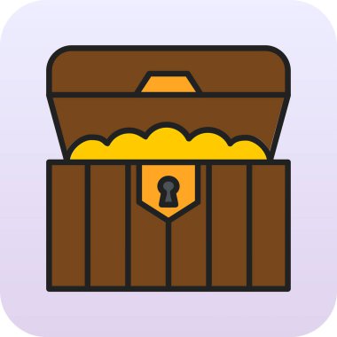 hazine sandığı simge vektör çizim 