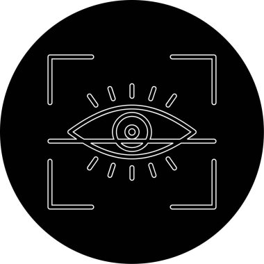 Göz Tarama Ağı simgesi, vektör illüstrasyonu. Tarama çerçevesi vektör ana hatları işaretli dijital göz