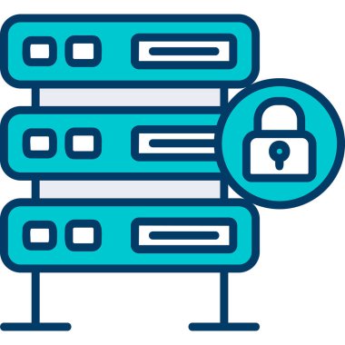 Şifrelenmiş sunucu simgesi, vektör illüstrasyonu basit tasarım
