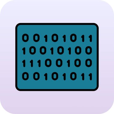 İkili Kod simgesi, vektör illüstrasyonu 