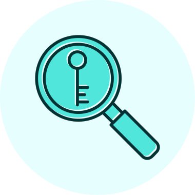 Anahtarlı büyüteç, vektör illüstrasyonu basit tasarım