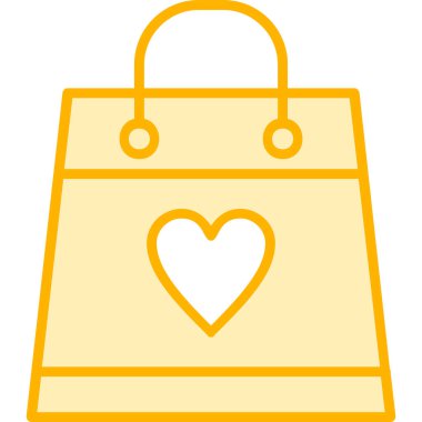 Aşk ikonlu alışveriş çantası, vektör illüstrasyonu