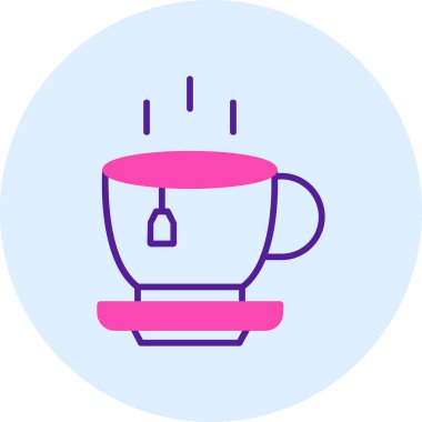 Bir fincan çay ağı simgesi, vektör illüstrasyonu 