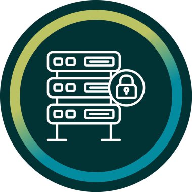 Şifrelenmiş sunucu simgesi, vektör illüstrasyonu basit tasarım