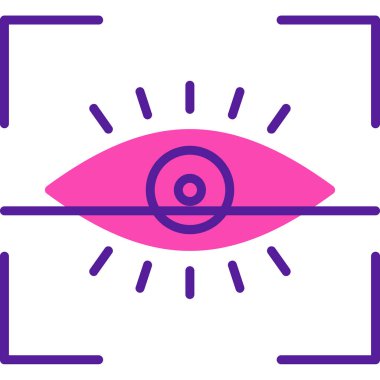 Göz Tarama Ağı simgesi, vektör illüstrasyonu. Tarama çerçevesi vektör ana hatları işaretli dijital göz