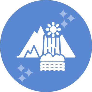 Dağların simgesindeki bir şelalenin vektör çizimi 