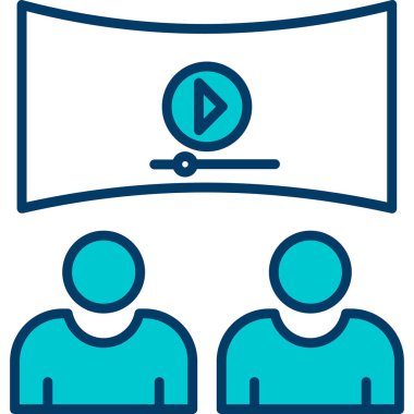 Viedeo izleyen insanlar, vektör illüstrasyonu basit tasarım