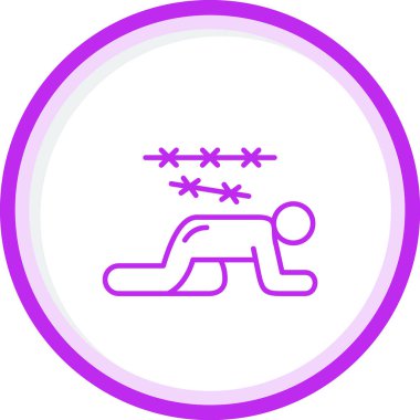 Dikenli tellerin altında sürünerek vektör illüstrasyonu