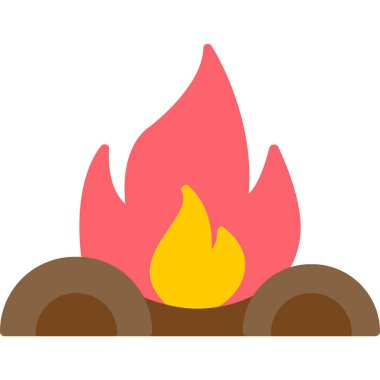 Kamp ateşi simgesi, vektör illüstrasyonu, düz tasarım 