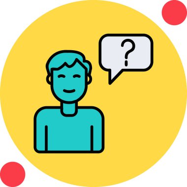 Müşteri Soru simgesi, vektör illüstrasyonu. Logotype. Konuşma balonunda soru işareti olan çocuk Avatar 'ı  