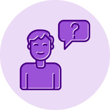 Müşteri Soru simgesi, vektör illüstrasyonu. Logotype. Konuşma balonunda soru işareti olan çocuk Avatar 'ı  